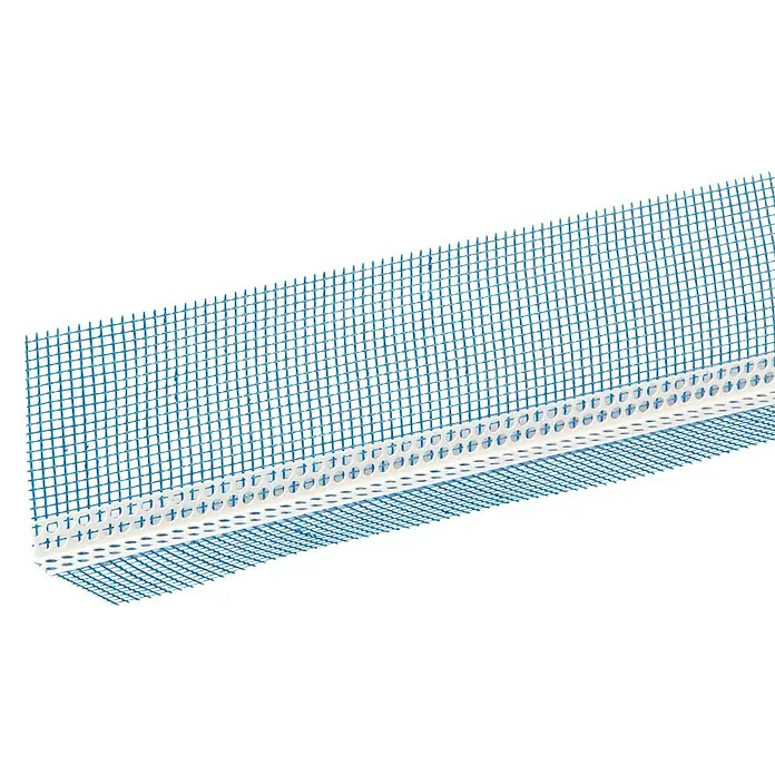 Perfil para baldosas PVC con red de 160 GR/m² - 2,5 m x 100 mm - Perfil de protección de esquinas con tela para enlucido. Perfecto para acabados precisos y protección duradera de bordes.