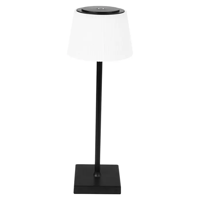 Globo Akku-Tischleuchte GREGOIR - 4 W, Warmweiß, Schwarz, Weiß - Elegante Tischleuchte mit weißem Lampenschirm und schwarzem Fuß. Das moderne Design passt perfekt auf jeden Nachttisch oder Schreibtisch.