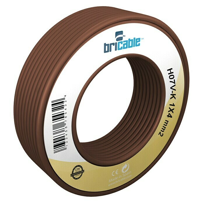 Bricable Cable unipolar fase 1x4 (H07V-K1x4, 10 m, Marrón)