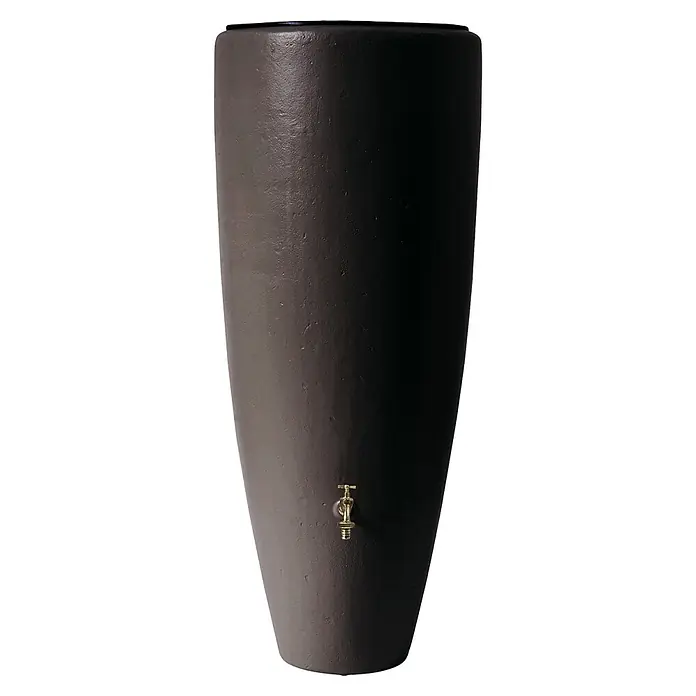 Garantia Classic Line Regenspeicher 2 in 1 - 300 l, Mocca - Brauner Wasserhahn mit Messingbeschlägen. Ein stilvolles und praktisches Accessoire für jeden Garten zur Wasserspeicherung.
