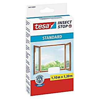 Tesa Insect Stop Insektenschutzfenster Standard (L x B: 130 x 110 cm, Weiß, Klettbefestigung)