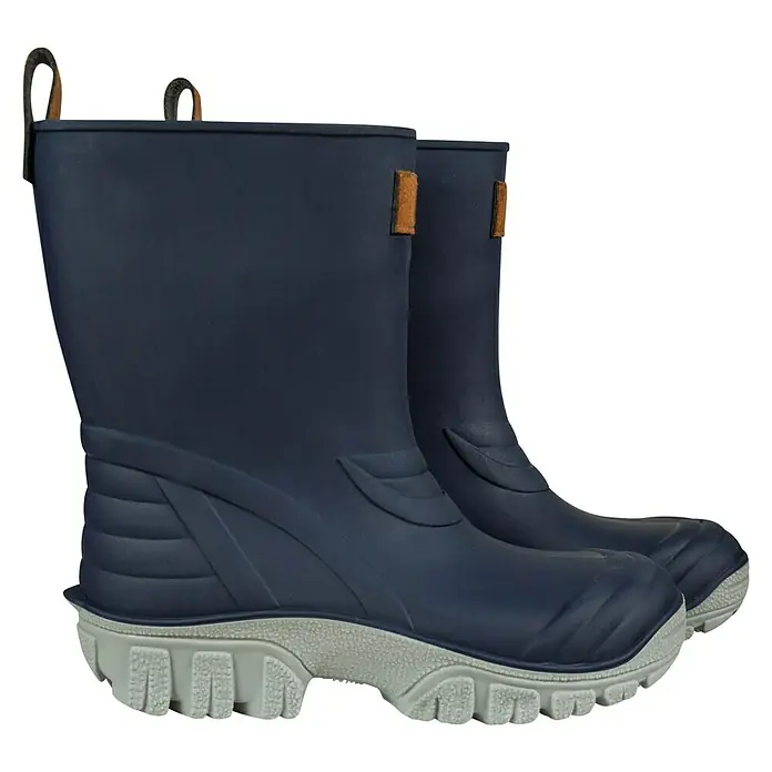 Gummistiefel MiniMe - Schuhgröße: 30, Navy - Ein Paar marineblaue Gummistiefel mit grauen Sohlen, ideal für regnerische Tage und Outdoor-Abenteuer. Robust und stilvoll.