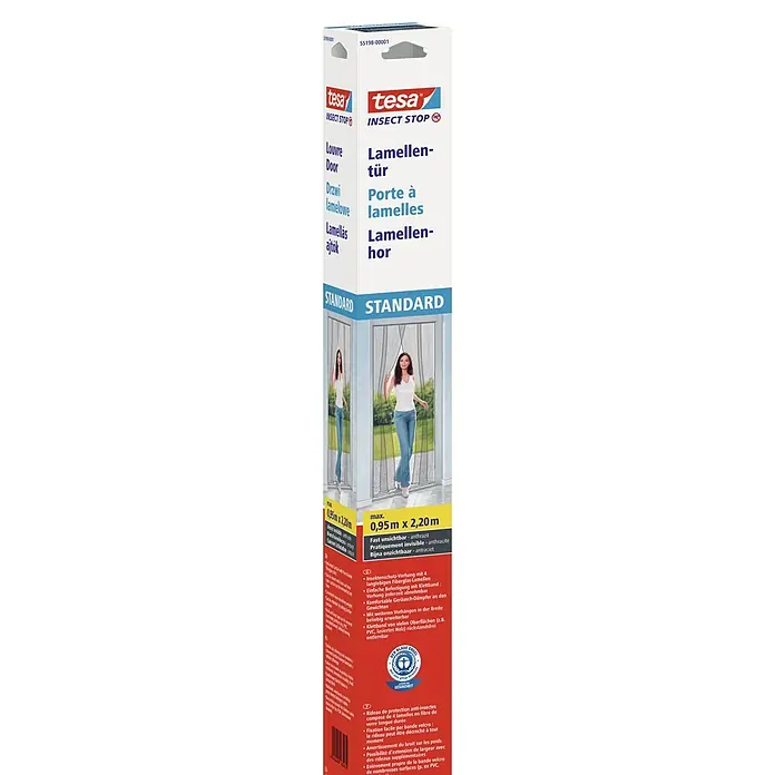 Tesa Insect Stop Mosquitera Standard - An x Al: 95 x 220 cm, Montaje de la mosquitera: Enganche, Antracita - Tesa Insect Stop puerta de láminas, ideal para puertas de balcones o patios. Fácil de instalar y proporciona una protección fiable contra insectos.