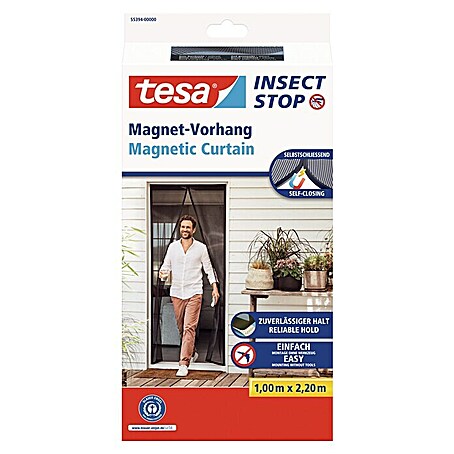 Tesa Insect Stop Insektenschutz selbstschließender Magnetvorhang (B x H: 100 x 220 cm, Türen, Anthrazit)