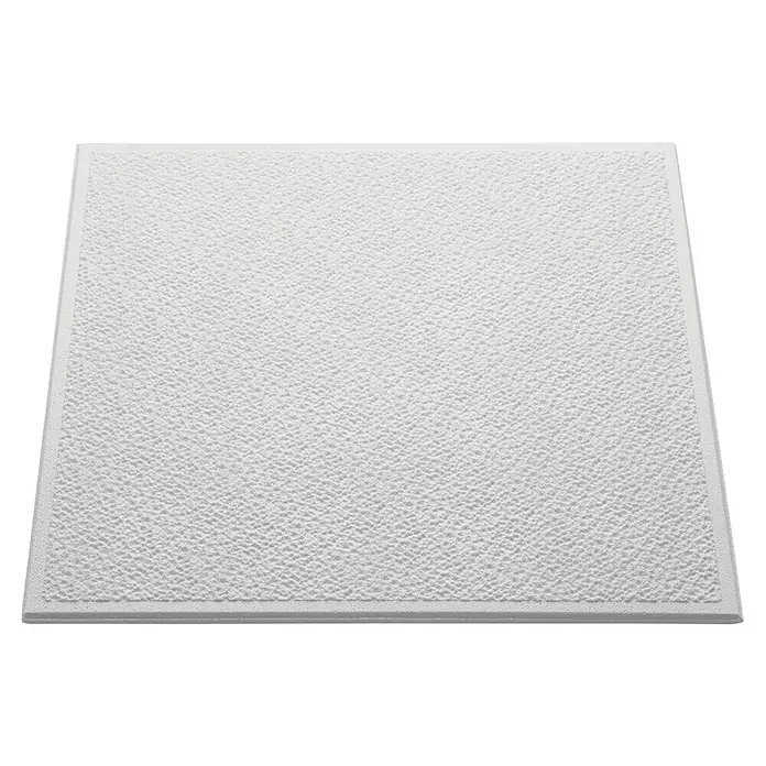 Nmc Decoflair Dämmplatte T13050 x 50 cm, Weiß, Expandiertes Polystyrol (EPS) - Nahaufnahme einer weißen, strukturierten Deckenplatte mit einer feinen, unregelmäßigen Oberfläche und einem schlichten, modernen Design.