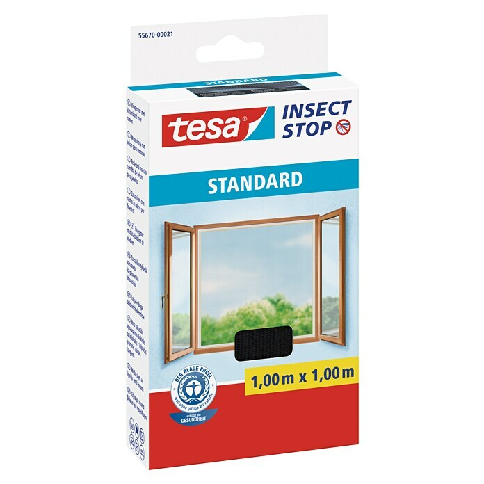 Tesa Insect Stop Insektenschutzfenster Klett Standard (B x H: 1 x 1 m, Farbe Netz: Anthrazit, Montage Insektengitter: Ankletten) | BAUHAUS