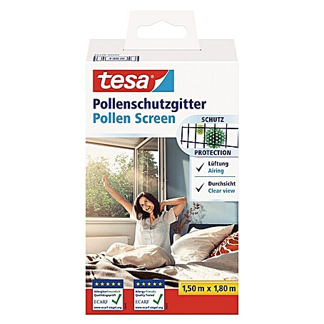 Tesa Pollenschutzgitter (B x L: 1,5 x 1,8 m, Anthrazit, Klettbefestigung)