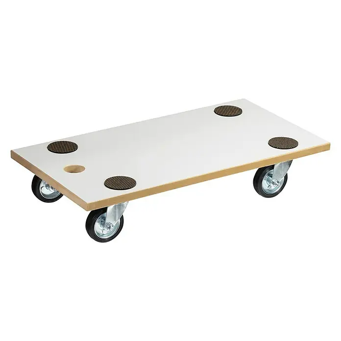 Wagner System Transportroller MM 1316 - L x B x H: 57,5 x 30 x 11,2 cm, Traglast: 250 kg, Holz - Möbelroller mit weißer Platte, vier Rollen und Antirutschmatten für sicheren Transport.