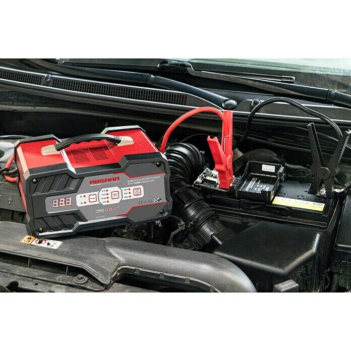 Absaar Batterie-Ladegerät mit Starthilfe (Ladestrom: 12 A, AGM-/Gel-/Nass-/Blei-Säure-Batterien 6/12 V)