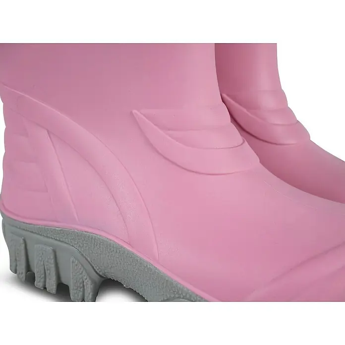 Gummistiefel MiniMe - Schuhgröße: 30, Rosa - Nahaufnahme von leuchtend rosa Gummistiefeln mit grauen Sohlen, die für Kinder ein verspieltes und funktionales Schuhwerk bieten.