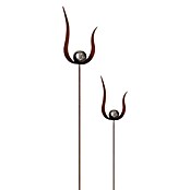 Gartendeko Kugel mit Flamme (Höhe: 125 cm, Durchmesser: 7 cm, Edelstahl)