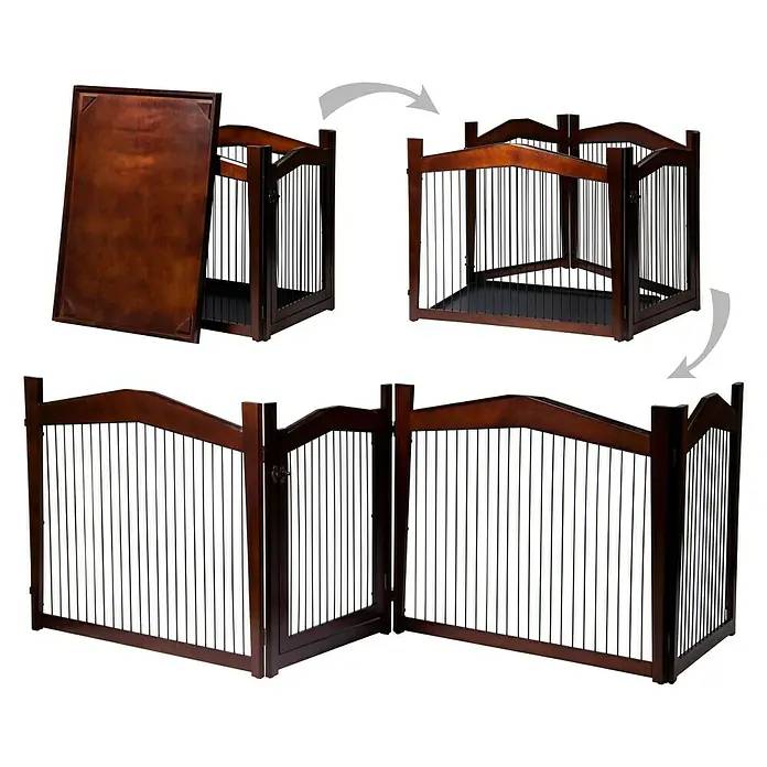 Dobar Hundekäfig - 101 x 71 x 80 cm, Geeignet für: Hunde - Darstellung einer braunen, vielseitigen Hundehütte, die sich in ein Gitter verwandeln lässt, ideal für Haustiere.