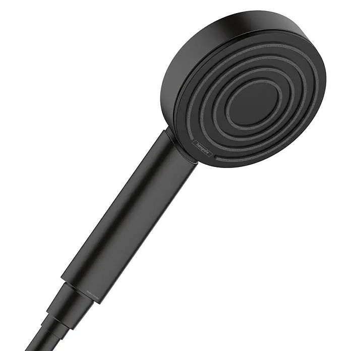 Hansgrohe Handbrause Pulsify S 105 - Anzahl Strahlarten: 1 Stk., Durchmesser: 10,5 cm, Schwarz - Schwarzer Hansgrohe Duschkopf mit runder Brausefläche und konzentrischen Kreisen für ein angenehmes Duscherlebnis.