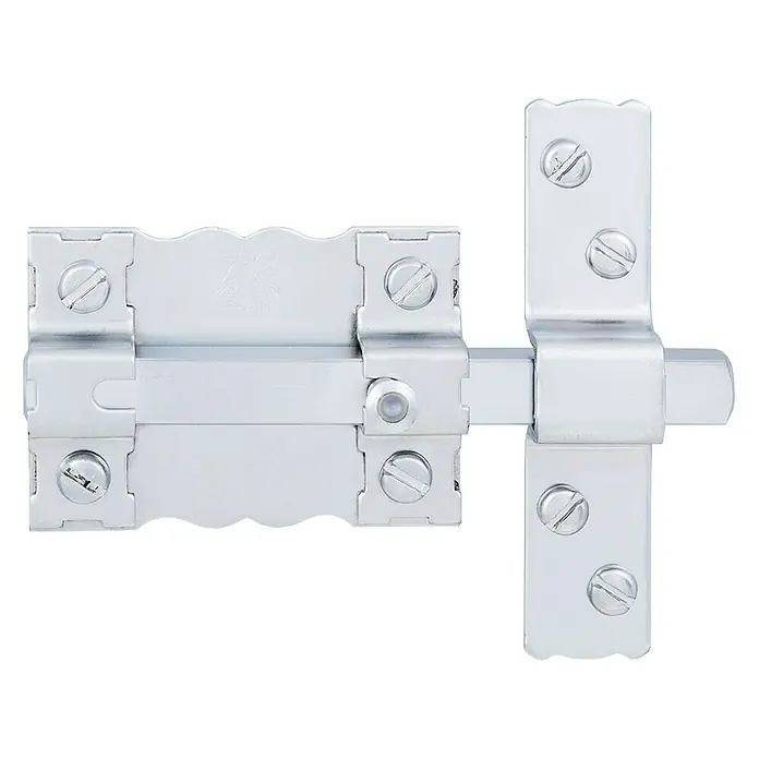 FAC Cerrojo 300-P/87 Cromado - L x An x Al: 87 x 117 x 26 mm - Cerrojo de cañón plateado con tornillos. Construcción sólida para seguridad confiable en puertas y ventanas.