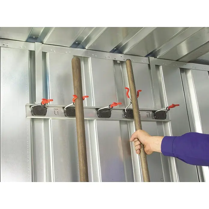 BOS Best of Steel Gerätehalter GL - Passend für: BOS Best of Steel Schnellbaucontainer, Traglast: 250 kg - Wandhalterungssystem für Gartengeräte. Praktische und flexible Aufbewahrungslösung für Schuppen und Garagen.