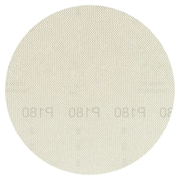 Craftomat Schleifnetz - Durchmesser: 125 mm, Körnung: 180, 1 Stk. - Nahaufnahme eines Schleifpapiers der Körnung P180 in einer runden Form.