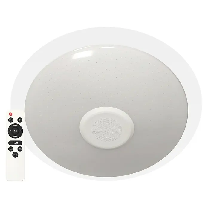 Tween Light Plafón LED redondo Apolo con altavoz - 36 W, Ø x Al: 46 x 5,3 cm, Blanco, RGBW, Altavoz - Lámpara de techo con altavoz en blanco y control remoto para gestionar los colores de la luz y la música.