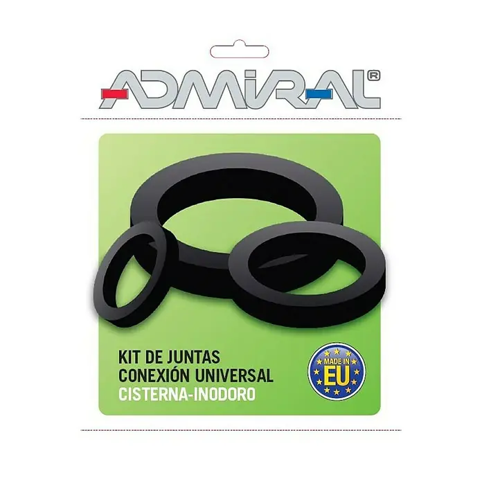 Set de juntas de acoplamiento - Caucho, Específico para: Cisternas Roca y Fominaya - Imagen de un kit de juntas Admiral, un conector universal para cisternas-inodoros, que garantiza un sellado fiable.