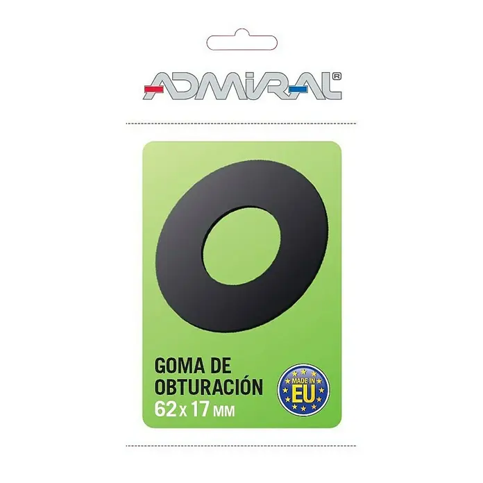 Junta de goma de obturación - An x Al: 62 x 1,4 mm, Diámetro interior: 17 mm - Imagen del producto de una junta de goma Admiral, 62 x 17 mm, en un embalaje del producto.