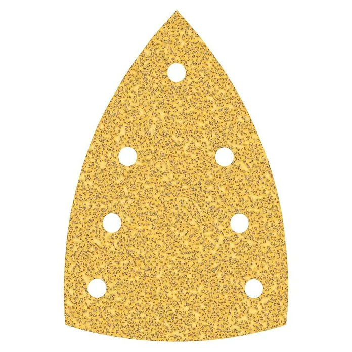 Craftomat Schleifblätter - Körnung: 40, Länge: 150 mm, 1 Stk. - Dreieckiges Schleifpapier mit Löchern. Ideal zum Schleifen von Holz, Metall oder Kunststoff mit einem Deltaschleifer.