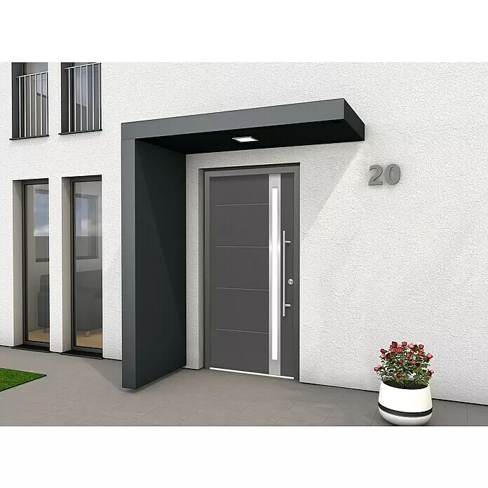 Splendoor Haustür Thermodoor PLUS SP30 - 100 x 210 cm, DIN Anschlag: Rechts, Anthrazitgrau Feinstruktur - Stimmungsaufnahme