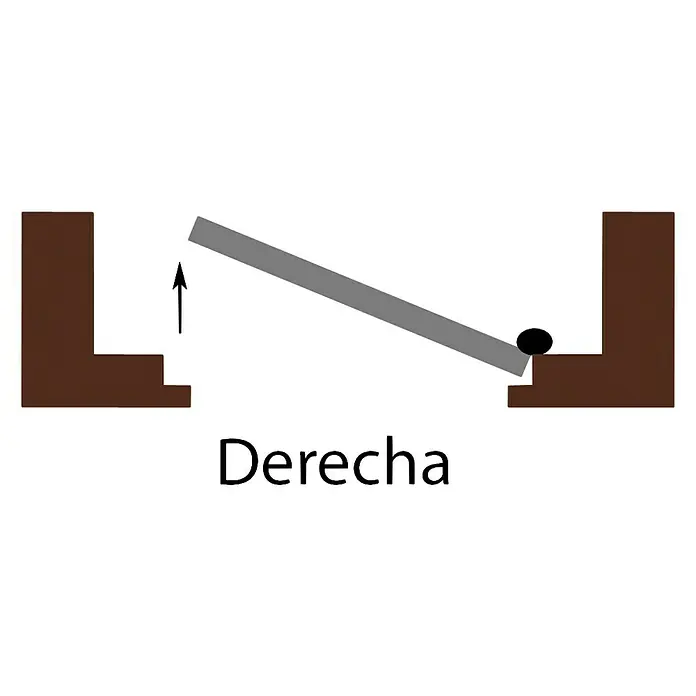THT Puerta de entrada exterior Saga 100 - Derecha, 90 x 210 cm, Antracita - Símbolo puerta derecha. Representa una puerta abriéndose hacia la derecha, incluyendo marco y flecha que indica la dirección.