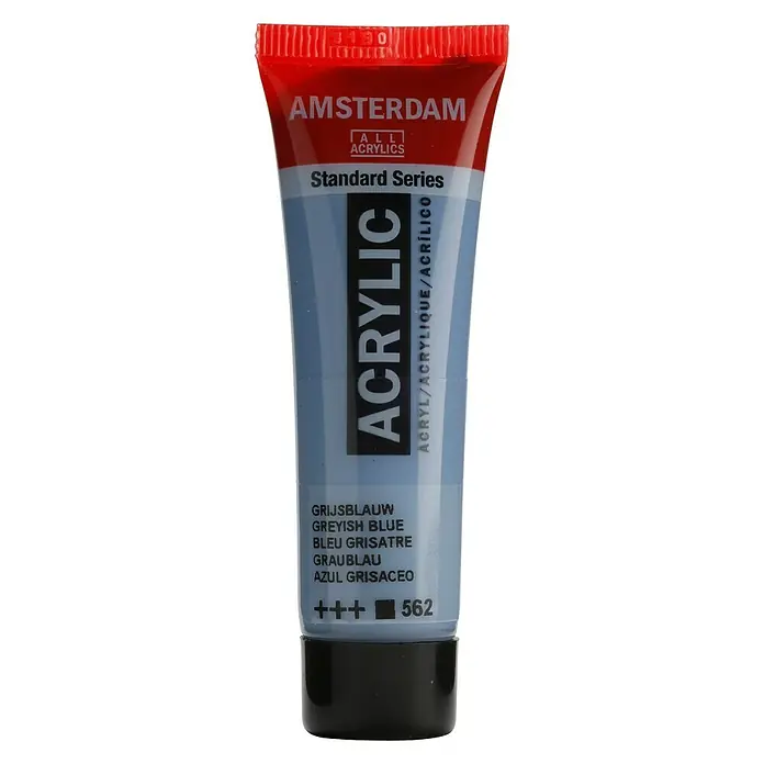 Talens Amsterdam Pintura acrílica Standard - Azul grisáceo, 20 ml, Tubo - Primer plano de un tubo de pintura acrílica Amsterdam, Serie Estándar, en Azul Grisáceo, ideal para artistas.