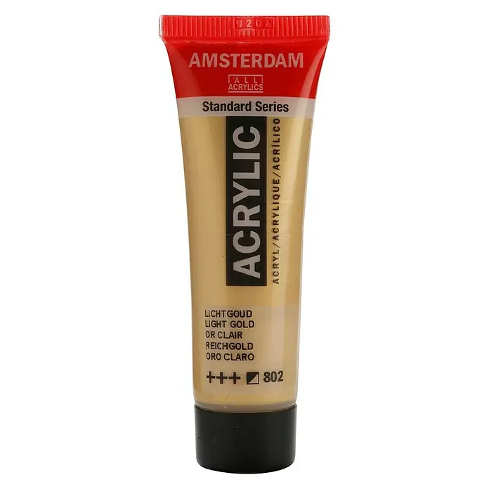 Talens Amsterdam Pintura acrílica Standard - Oro claro, 20 ml, Tubo - Primer plano de un tubo de pintura acrílica Amsterdam en Oro Claro, ideal para artistas y aficionados que buscan pinturas de alta calidad.