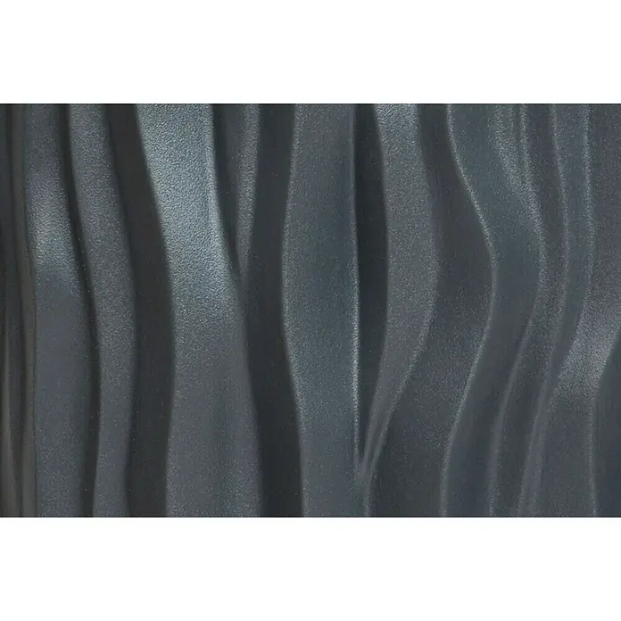 Arves Regenspeicher Alana - 160 l, Anthrazit - Nahaufnahme einer grauen 3D-Wandpaneele mit wellenförmigem Design, das eine moderne und stilvolle Textur für die Inneneinrichtung bietet.