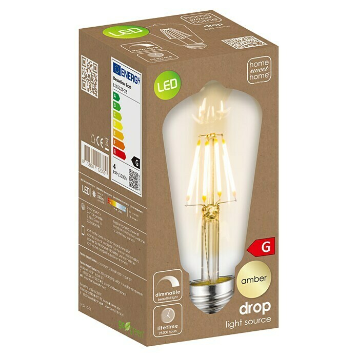 LED-Leuchtmittel Amber (4 W, E27, Warmweiß, ST64)