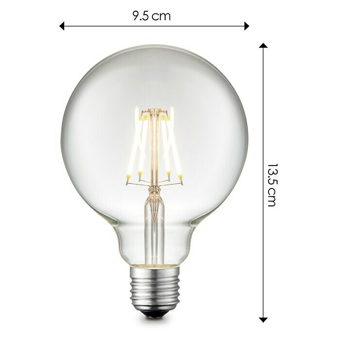 Ledlamp (4 W, E27, Warm wit, Helder, G95)