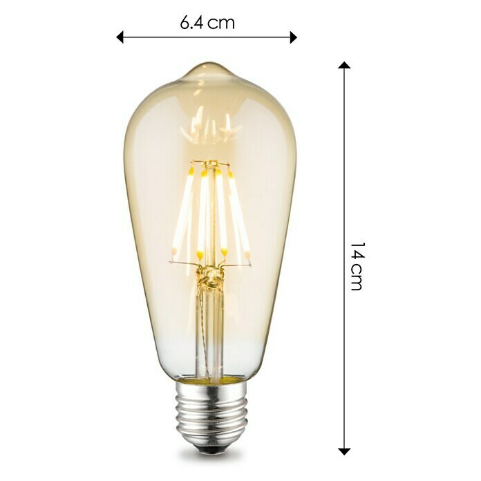 LED-Leuchtmittel Amber (4 W, E27, Warmweiß, ST64)