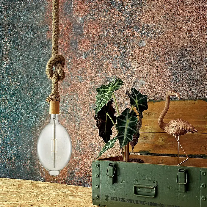Home Sweet Home LED-Lampe Vintage Globe-Form E27 - E27, Dimmbar, Neutralweiß, 400 lm, 4 W - Rustikale Hängelampe mit Seilaufhängung, kombiniert Vintage-Charme mit industriellem Design. Ideal für stimmungsvolle Beleuchtung und dekorative Akzente.