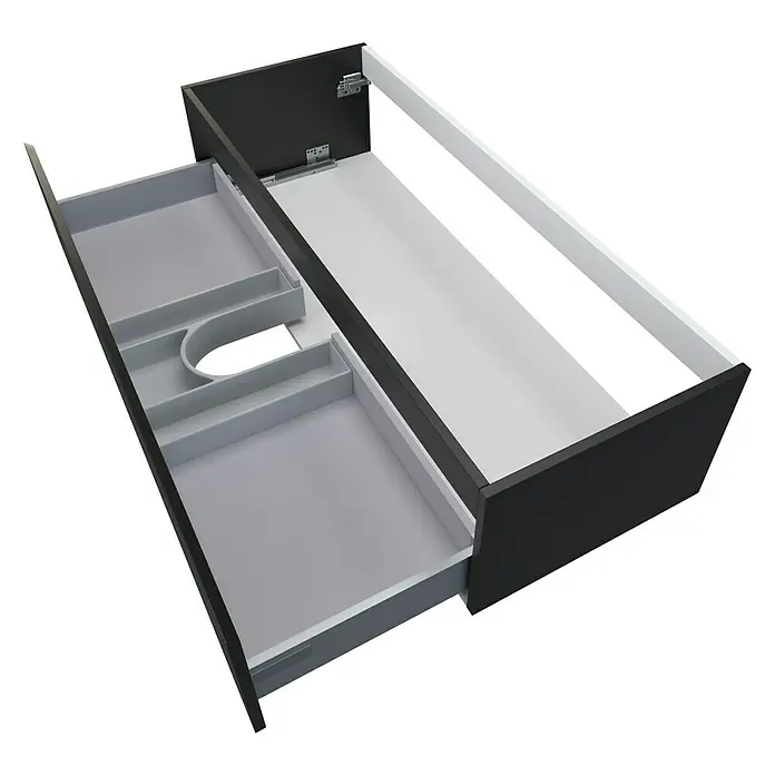 Camargue Espacio Waschtischunterschrank - 120 x 46 x 30 cm, Gama anthrazit matt - Schubladenelement mit praktischer Inneneinteilung für mehr Ordnung im Bad. Edles Design in Grau und Weiß.