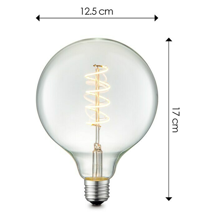 Home Sweet Home LED-Lampe Vintage Globe-Form E27 (4 W, E27, Warmweiß,  Dimmbar, Klar, G125)