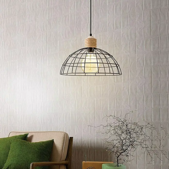 Lampadario A Sospensione Vintage In Metallo Spazzolato | Lampada A Sospensione Regolabile Con Cavo In Tessuto | Ideale Per Soggiorno, Cucina E Camera Da Letto