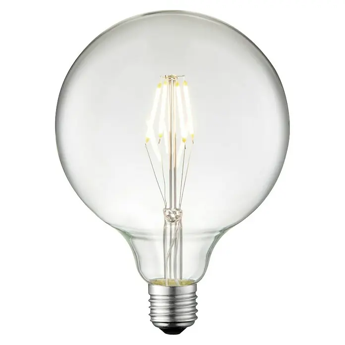 Home Sweet Home LED-Lampe Vintage Globe-Form E27 - E27, Dimmbar, Neutralweiß, 400 lm, 4 W, Globe - Klarglas-Glühbirne mit Edison-Faden-Design. Das sanfte Licht sorgt für eine angenehme Atmosphäre. Perfekt für Wohnzimmer, Schlafzimmer und Esszimmer.