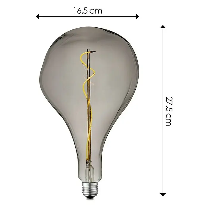 Home Sweet Home LED-Lampe Vintage Globe-Form E27 - E27, Dimmbar, Warmweiß, 20 lm, 4 W, Farbe: Smoky - Graue LED-Lampe in Tropfenform mit sichtbarem Glühfaden. Eine moderne und dekorative Lichtquelle, die durch ihr Design besticht.