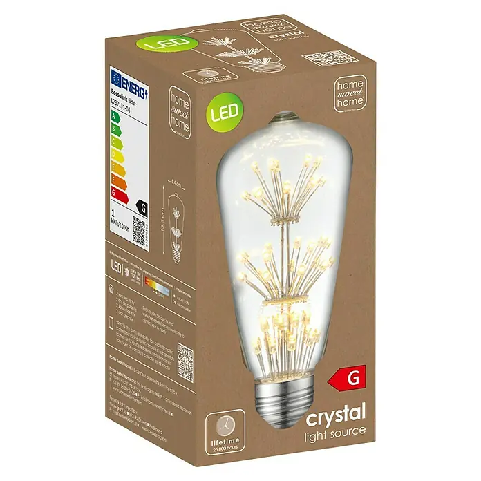 Home Sweet Home LED-Lampe Vintage Glühlampenform E27 - E27, Nicht Dimmbar, Warmweiß, 100 lm, 1,5 W - Verpackung der Besselink Licht L237101-06 LED Lampe, Energieklasse G, mit einer Lebensdauer von 25.000 Stunden.