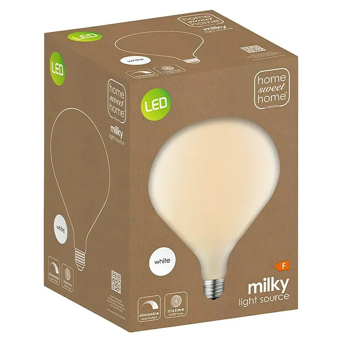 Home Sweet Home LED-Lampe Vintage Globe-Form E27 - E27, Nicht Dimmbar, Warmweiß, 600 lm, 6 W - Eine Home Sweet Home Kollektion Milchlichtquelle LED-Glühbirne in der Verpackung. Dimmbar mit einer Lebensdauer von 25.000 Stunden.
