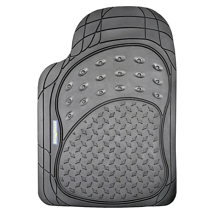 Goodyear Juego de alfombrillas para coche - 3 pzs., Negro - Alfombrilla negra Goodyear para coche con protuberancias, ranuras y un patrón de rombos para una protección y agarre seguros.