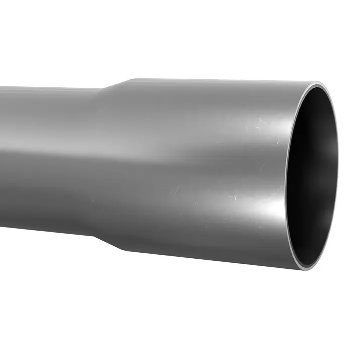 Sarei Fallrohr - Nennweite: 80 mm, Länge: 2 m, Aluminium, Silber - Nahaufnahme eines grauen PVC-Rohres mit einer glatten Oberfläche, das sich ideal für verschiedene Bauanwendungen eignet.