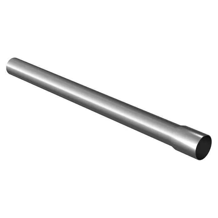 Sarei Fallrohr - Nennweite: 80 mm, Länge: 2 m, Aluminium, Silber - Ein glänzendes, silbernes Rohr, das leicht geneigt ist, fängt das Licht ein und erzeugt eine Vielzahl von Reflexionen auf seiner Oberfläche.