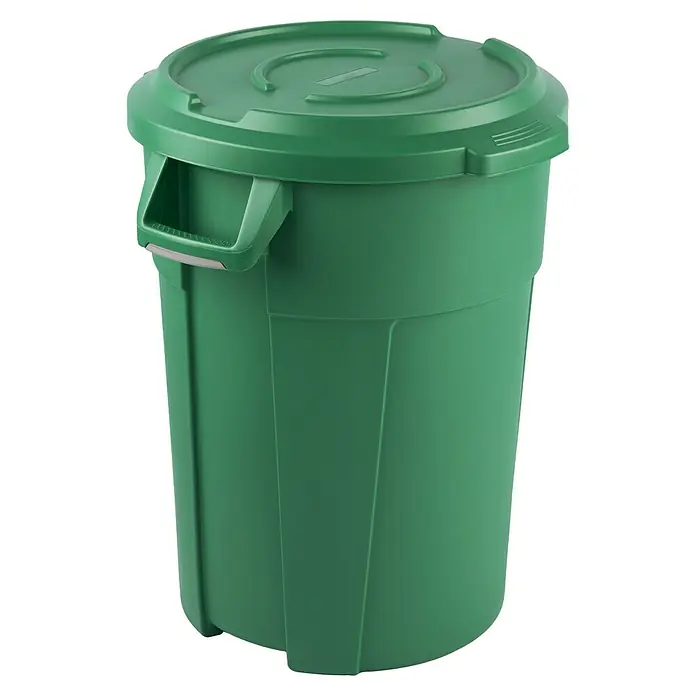 Rotho Standard-Mülleimer Titan mit Deckel - 85 l, Kunststoff, Kompostgrün - Grüne Mülltonne mit Deckel und Tragegriffen, ideal für Haus und Garten zur Abfallentsorgung. Robust und langlebig.