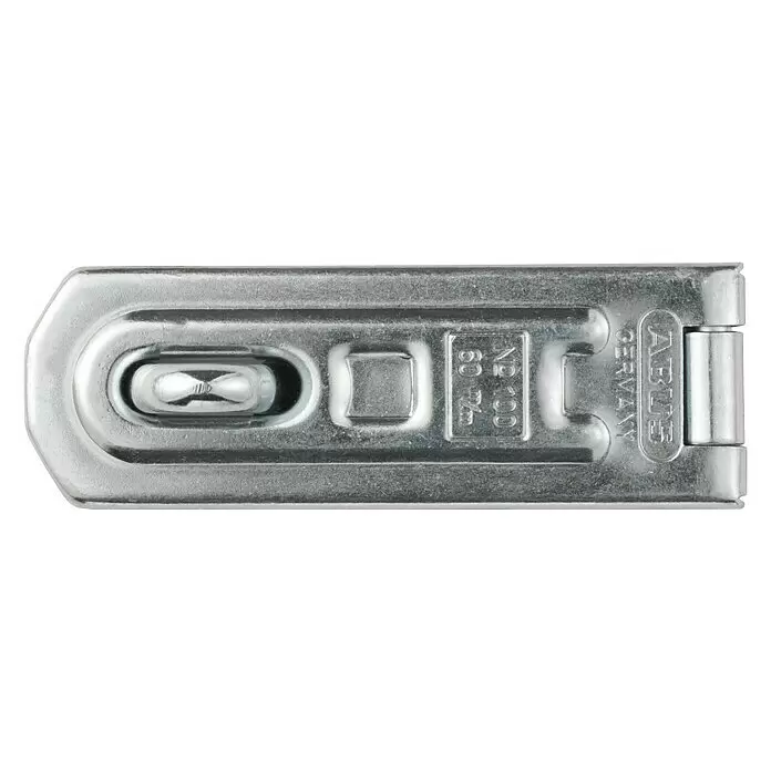 Abus Portacandados 100 - L x An: 60 x 20 mm - Pasador de metal plateado con bisagra y argolla para candado.