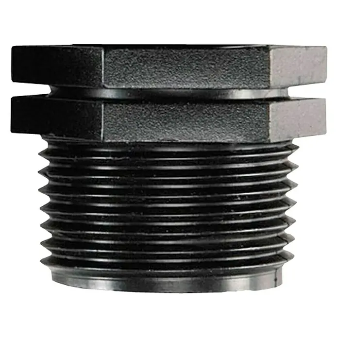 Tapón de sellado Macho - 1 ud., 1¼'' - Racor roscado negro con cabeza hexagonal, asegurando conexiones seguras para sistemas de fontanería y calefacción. Sellado fiable garantizado.