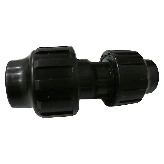 Enlace reductor PE - 40 mm - 32 mm, Polietileno - Conector de acoplamiento de tubería negro, un accesorio duradero y confiable para conectar tuberías en diversas aplicaciones de plomería.