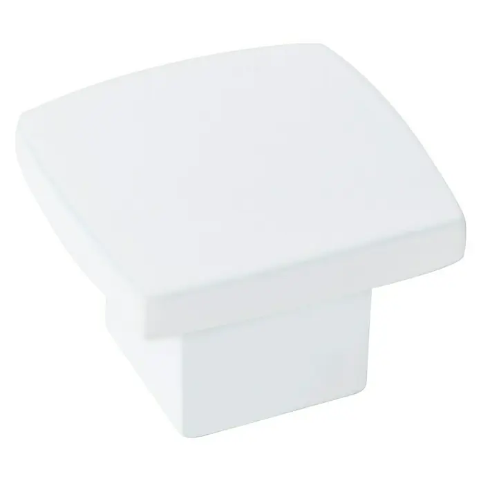 Nesu Pomo para muebles 28721 - Acero, Blanco - Pomo de mueble blanco cuadrado con bordes redondeados para cajones y armarios.