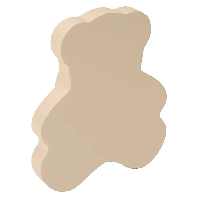 Nesu Tirador para muebles Osito - L x An x Al: 6,3 x 5,4 x 2,5 cm, Madera - Primer plano de una decoración de pared en forma de osito de peluche beige, ideal para habitaciones infantiles o zonas de juego.