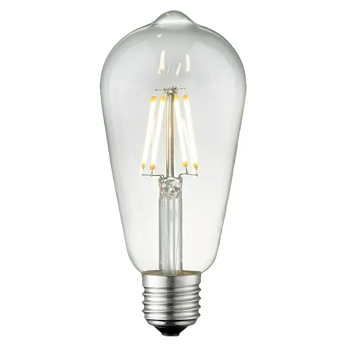Home Sweet Home LED-Lampe - E27, Dimmbar, Neutralweiß, 700 lm, 6 W, Farbe: Klar - Nahaufnahme einer dekorativen LED-Glühbirne im Edison-Stil, die warmes Licht und Vintage-Ästhetik vereint.